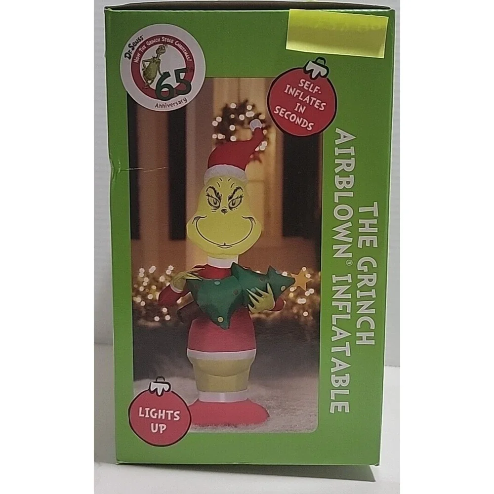 Dr Seuss 65th Anniv The Grinch w Tiny Christmas Tree 5.5' Gemmy‎